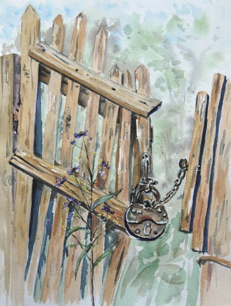 Деревянный забор живопись