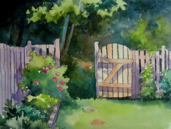 Этюд калитки с частью забора