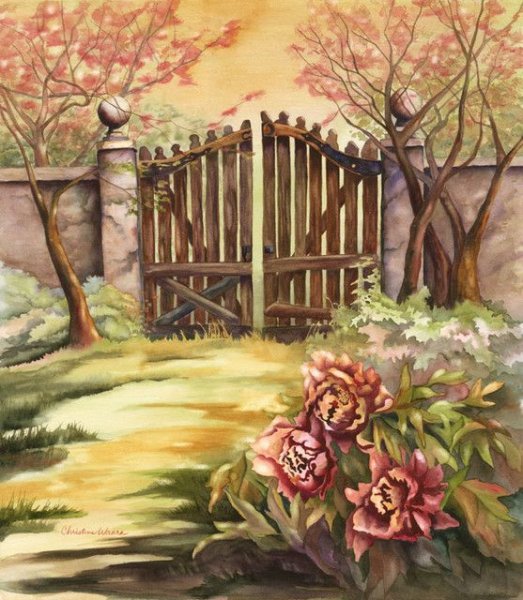 Этюд калитки с частью забора