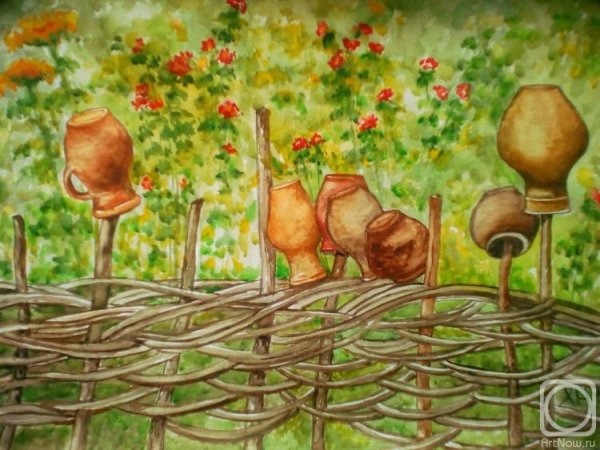 Плетень с горшками