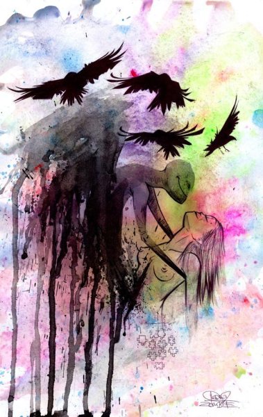 Страх акварель