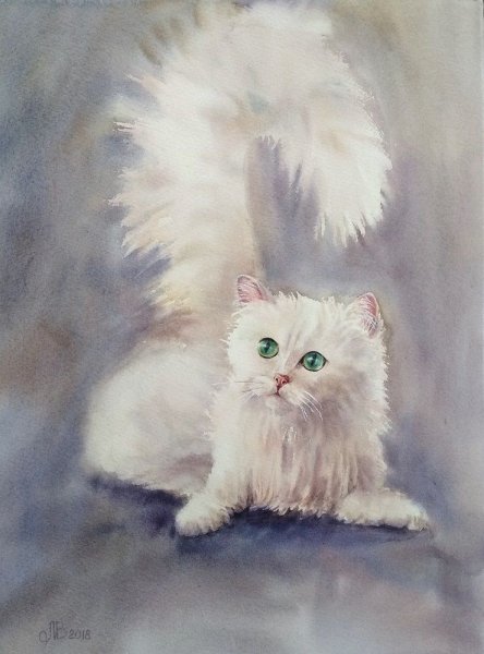 Белая кошка в живописи