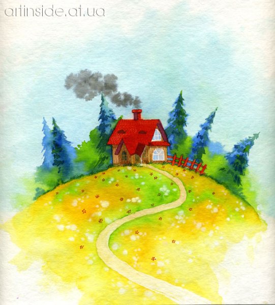 Пейзаж с домиком для детей