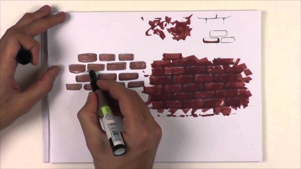 Кирпичная стена фломастерами