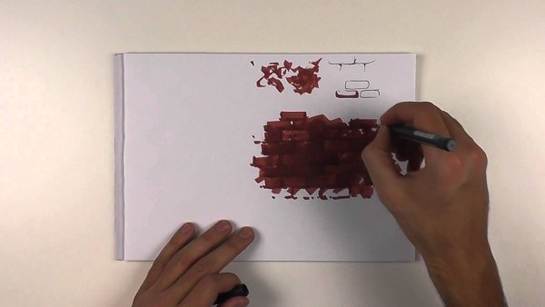 Рисунок кирпич маркером