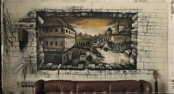 3d рисунки на стене в квартире