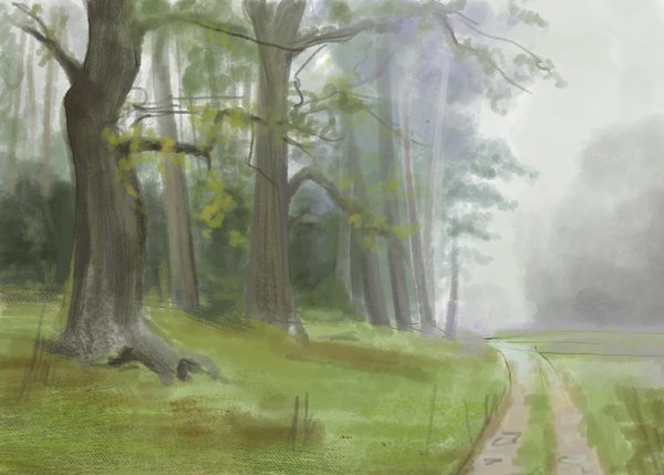 Рисование акварелью туман