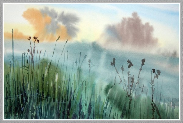 Акварель Солнечный лес