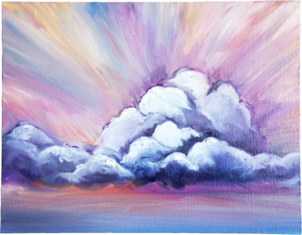 Облака цветными карандашами