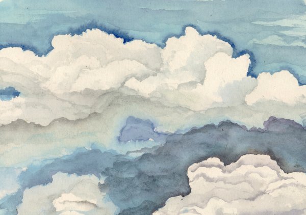 Облака гуашью
