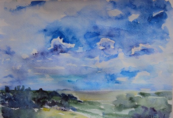 Облака гуашью