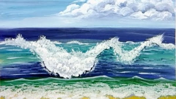 Волны гуашью поэтапно для начинающих