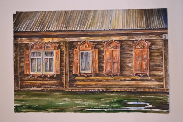 Русская печь акварель