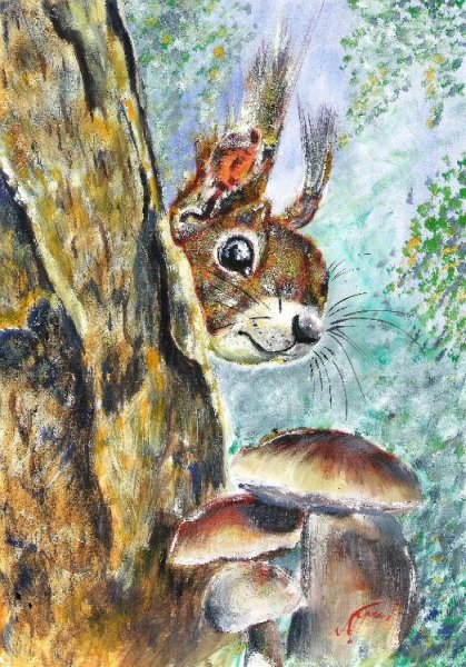 Пейзажи с животными акварелью