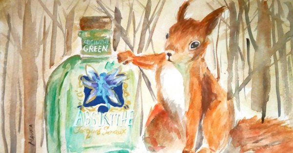 Белка акварелью