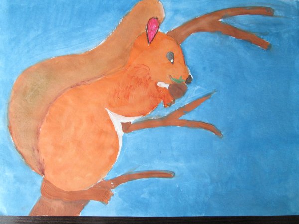 Белочка гуашью