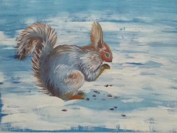 Рисование гуашью для детей Белочка