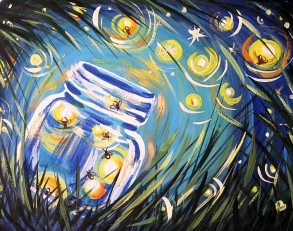 Светлячки гуашью