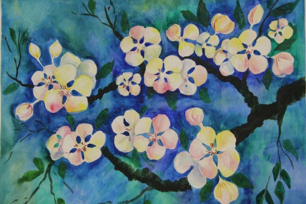 Нетрадиционное рисование Цветущая веточка