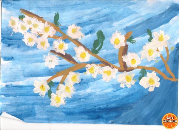 Рисование цветущей ветки