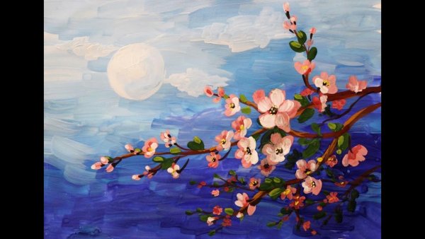 Нарисовать яблоню в цвету