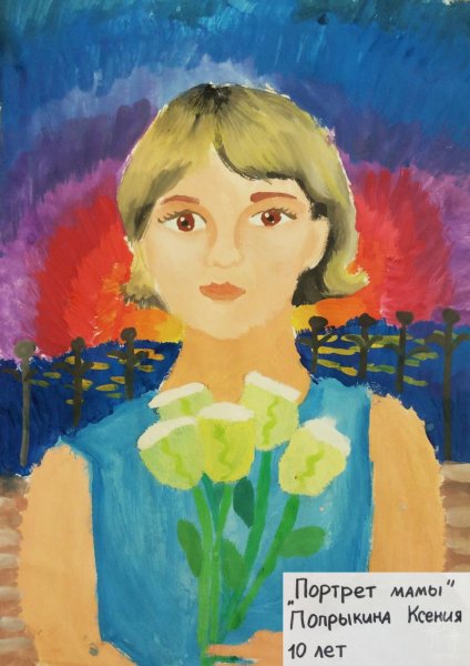 Портрет ребенка гуашью