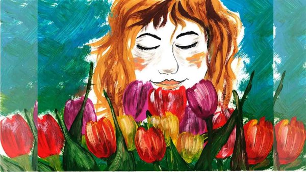 Рисование к 8 марта гуашь