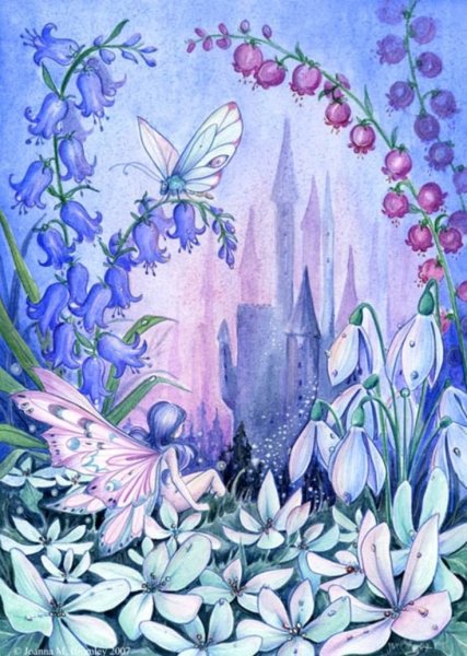 Сказочные цветы акварель