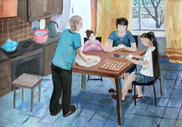 Семья гуашью