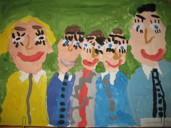 Моя семья гуашью