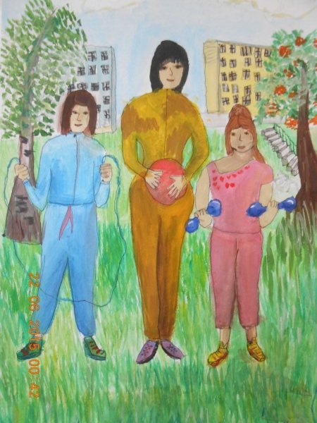 Моя семья гуашью