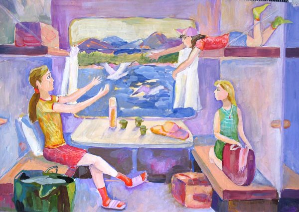 Семья на природе рисунок