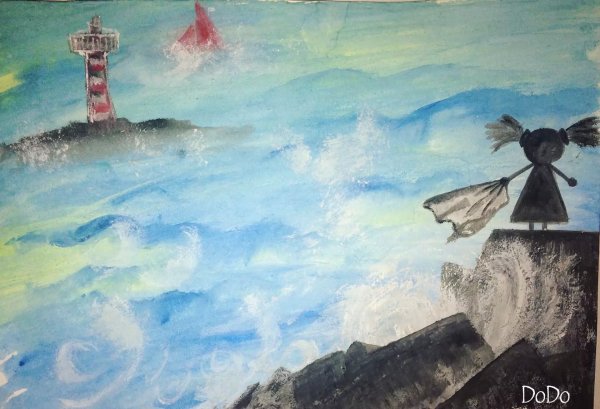 Рисунки на картах гуашью