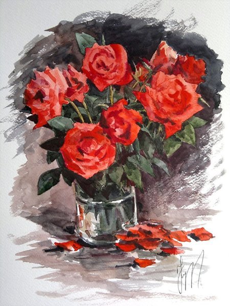 Розы акварелью Андрияка