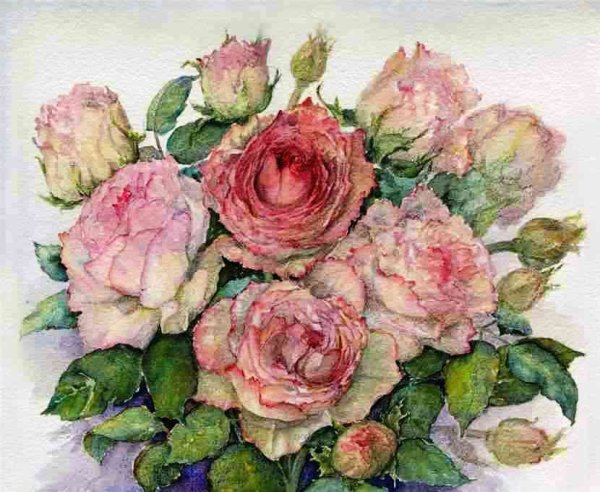 Букет роз рисунок красками