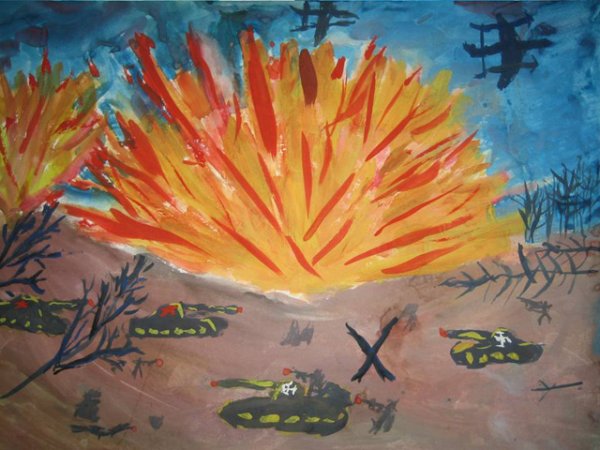 Рисунок на тему война красками
