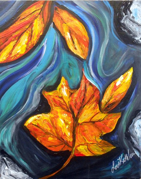 Осенние листья акрилом