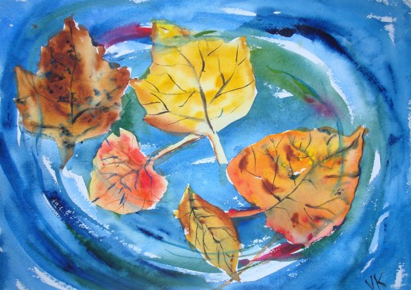 Осенние листья гуашью