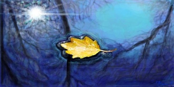 Отражение в луже акварелью