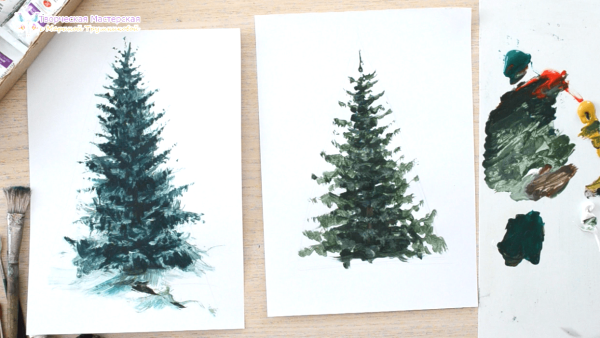 Ель красками