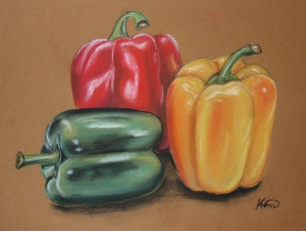 Овощи и фрукты пастелью