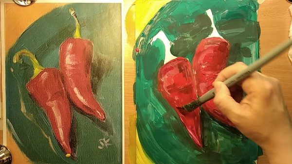 Перец нарисованный гуашью