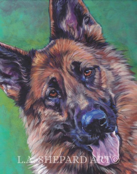 Немецкая овчарка сидит арт