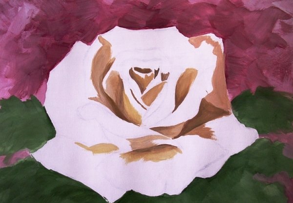 Рисование розы гуашью