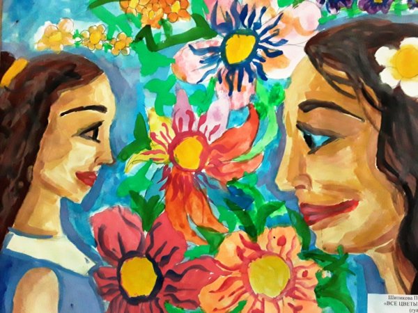 Рисунки гуашью для мамы