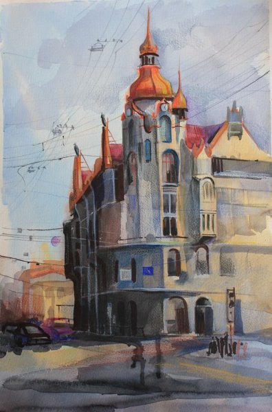 Питер архитектура гуашь