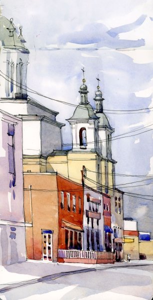 Городской пейзаж рисунок