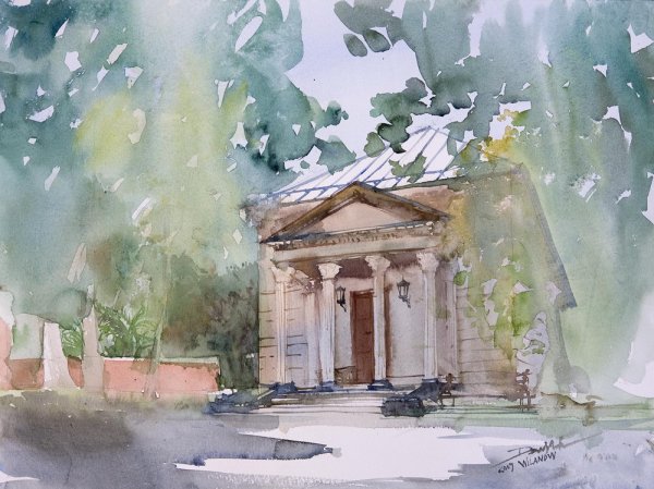 Пленэр в городе акварель