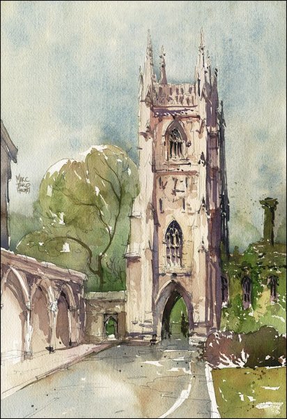 Акварель Владимира Тупоршина пейзажи города