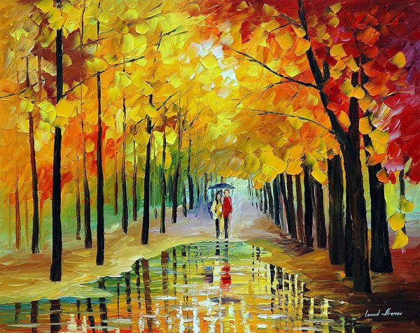 Леонид Афремов картины осень аллея